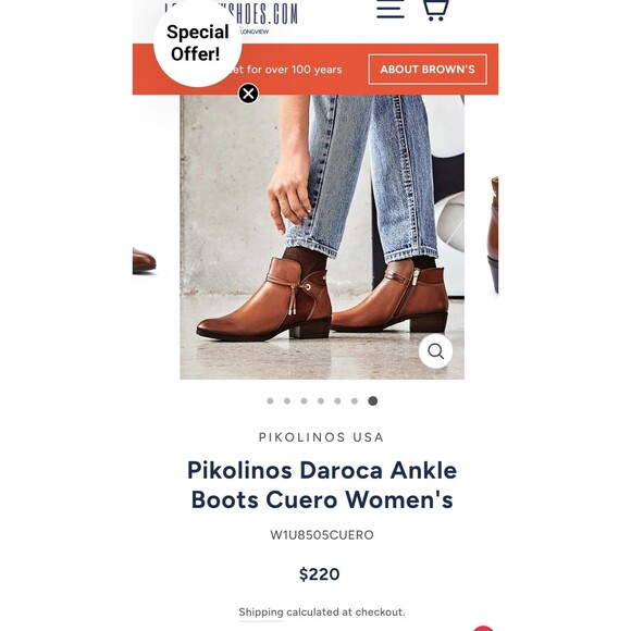 Pikolinos Cognac Leather Western Style Ankle Boots Daroca Sz 38 Comfy Soft - Picture 9 of 15